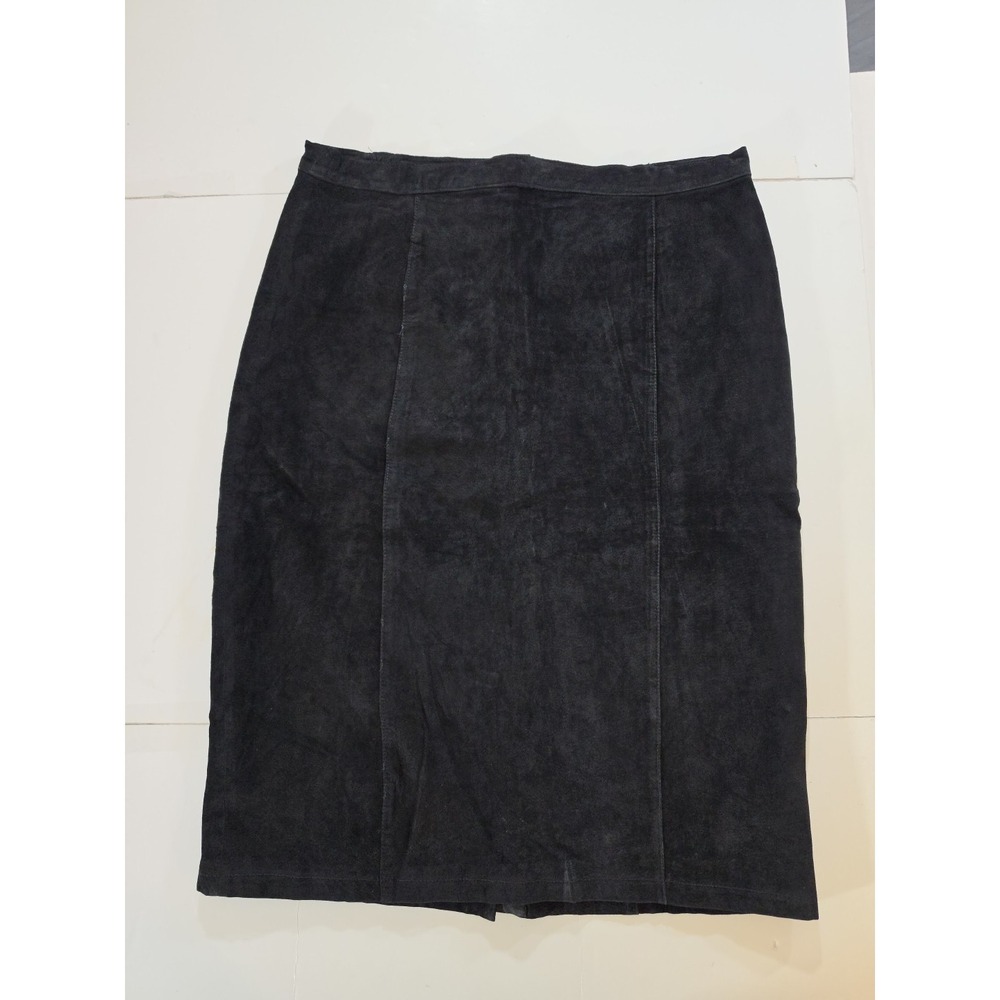 VTG Desperado Black Suede Leather Pencil Skirt Sz 26 Western Boho Cowgirl 80s 90